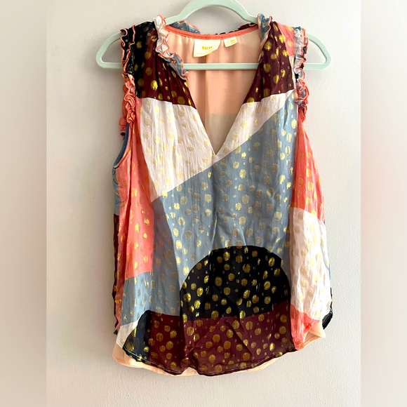 Maeve Tops - Maeve geometric print gold polka dot tank size 14